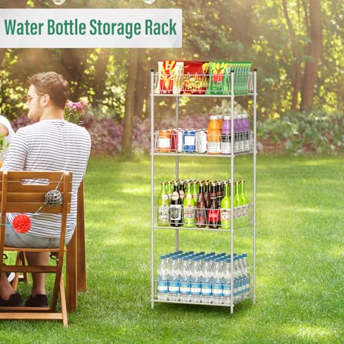 4 Tier Water Bottle Storage Rack Metal Water Bottle Organizer for Floor, Free Standing Bottled Water Holder Stand Beverage Pantry Drink Shelf Dispenser for Kitchen Pantry - view 6