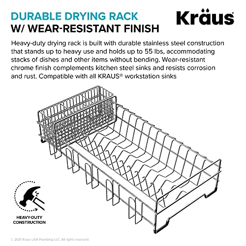 Workstation Kitchen Sink Dish Drying Rack Drainer and Utensil Holder, 17" L x 9" W, Stainless Steel, KDR-3 - view 6