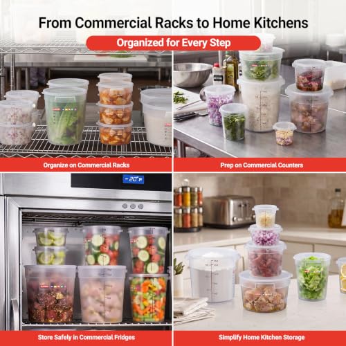 2 Pack 8QT Commercial Round Food Storage Containers with Lids - view 6