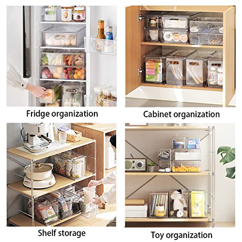 4 pack Stackable Refrigerator Organizer Bins Pull-Out Drawers for Fruit and Veggies Storage Organizer for Fridge Clear Drawer Containers with Handle Divided Organization for Produce Saver - view 6