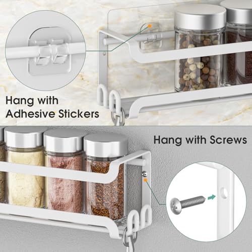 4 Pack Wall Mounted Spice Rack for Kitchen Cabinet,RV,Camper,White - view 6