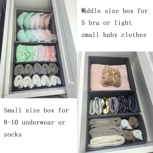 Drawer Organizer Set of 4- Fabric Storage Bins for Clothes, Underwear, Socks & Bras - 11" Dresser Dividers for Bedroom Closet - view 5