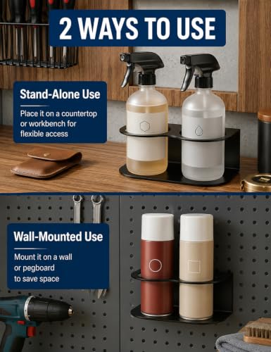 2 Pack Spray Bottle Holder Wall Mount, Steel Easy Install with Hardware - view 4