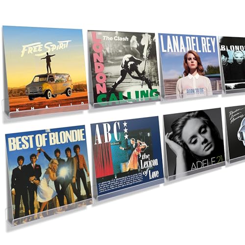 8 Pcs 12" Vinyl Record Wall Mount Shelves, Clear Acrylic Display