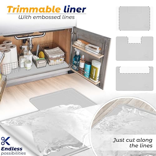 The Original Under Sink Mat - Silicone Waterproof mat, Trimmable, Easy to Clean, Kitchen cabinet liner, Under sink protector mats, Drip Tray with Lip - 31" x 22" or smaller - view 5
