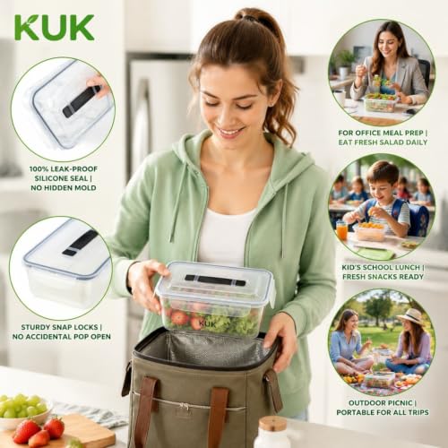 5 Pack Fruit Storage Containers for Fridge, Stackable Leakproof Food Keeper with Removable Colander, BPA-Free Produce Saver for Vegetables, Berries & Meat - view 4