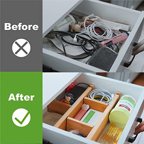 4 Pcs Expandable Bamboo Drawer Dividers, Fits 17.6-21.6" Drawers - view 4