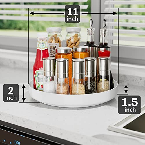Lazy Susan Cabinet Organizer - 11 inch Metal Turntable Lazy Susan for Kitchen Spice Rack Pantry Cupboard Bathroom Countertop Refrigerator Table Storage, White - view 3