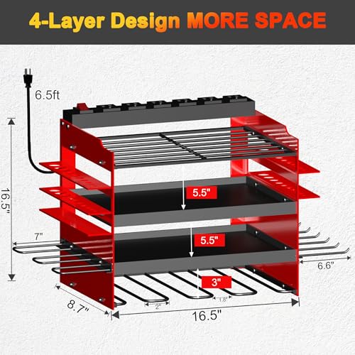 Power Tool Organizer Wall Mount with Charging Station, 4-Layer Drill Holder Heavy Duty Metal Storage Rack for Garage Organization Drill Storage Shelf, Fathers Day Dad Gifts for Dad Husband - view 6