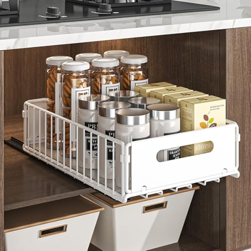 Pull Out Cabinet Organizer, White, 2Piece 9.8" W X15 D X3.9 H - view 4