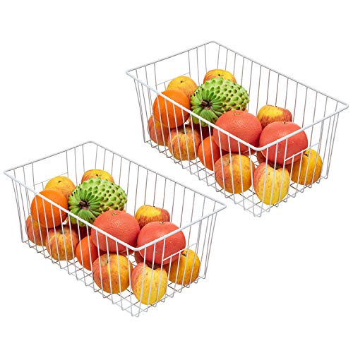 16inch Farmhouse Freezer Wire Baskets Organizer Storage Bins Large Organizer Baskets with Handles for Storage, Office, Kitchen, Pantry, Cabinet, Closets - Set of 6 (White 6) - view 3
