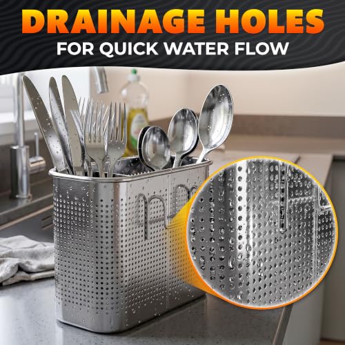 Large 2-Compartment Chopstick Holder for Dishwasher, Stainless Steel Basket - view 6