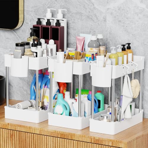 3 Pack Under Sink Organizer Bathroom and Storage Cabinet (White) - view 6