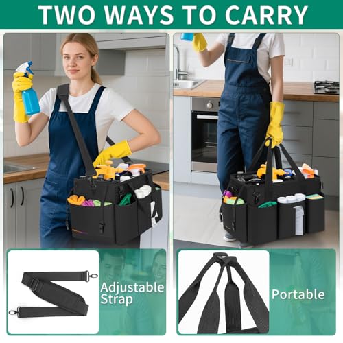 Wearable Cleaning Caddy Bag, Cleaning Supplies Organizer, Black - view 5