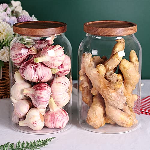 1 Gallon Glass Jar with Wooden Acacia Airtight Lid, Set of 2 - view 2