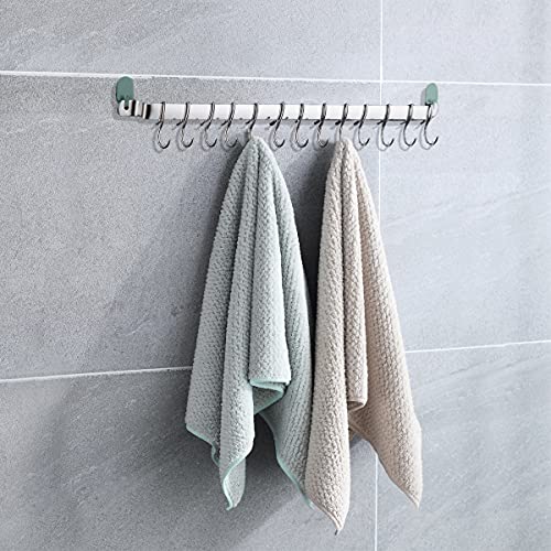 Kitchen Utensil Rail Organizer - Wall Mounted Gourmet Rack With 14 Hooks for Hanging Knives, Mugs, Spatulas, Pots and Utensils - view 5