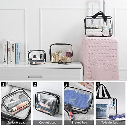 3Pcs Crystal Clear PVC Travel Toiletry Bag Kit for Women Men, Cosmetic Bags - view 6
