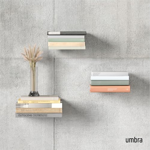 Conceal Floating Bookshelf, Metal Wall Shelf, Set of 3, Small, Silver - view 2