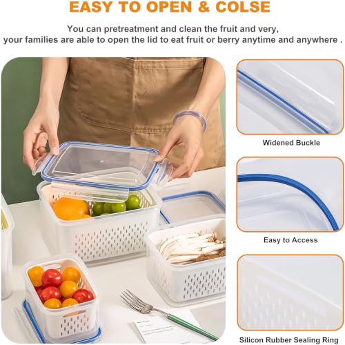 3pcs 4 in 1 Fruit Storage Containers for Fridge with Removable Colanders - view 5