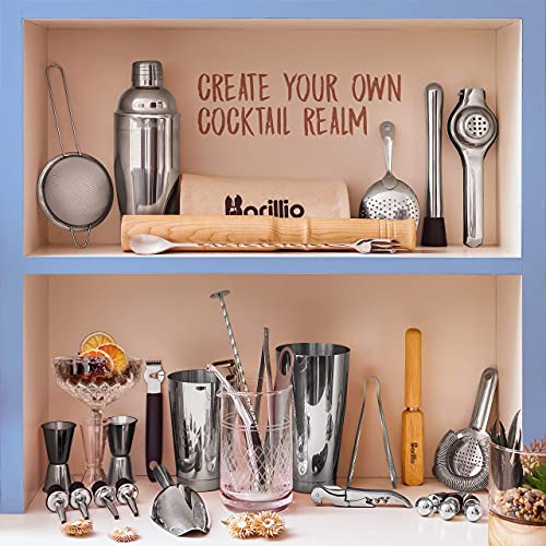 Cocktail Shaker Set Bartender Kit Bundle With Travel Bartender Bag: Complete Bar Tool Set | Barware Essentials, Premium Mixology Gear & Waxed Canvas Bartender Roll - view 2