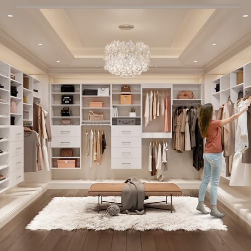 19.5" Tall Hanging Closet Unit, Modular Closet System with Hanging Rod, Wardrobe Organizer for Bedroom or Walk-in Closet, Wall Mounted, Customizable Clothes Storage Unit, White - view 2
