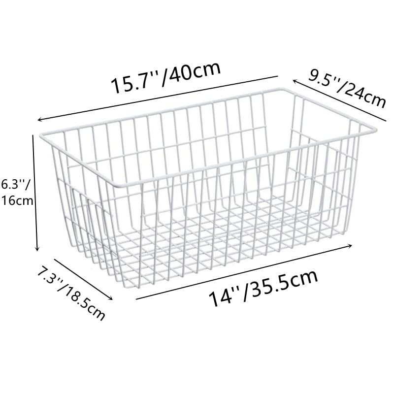 Wire Storage Basket Freezer Organizer Bins Metal Wire Baskets Organizer Storage Baskets for Kitchen, Cabinets, Pantry, Freezer, BathroomSet of 3 - view 2
