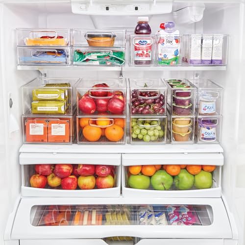 Stackable Plastic Handle Bin Storage Organizers, 18 Pack, Clear - view 3