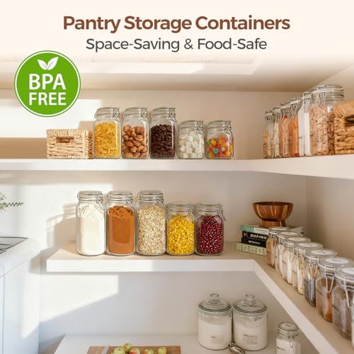 Large Square Glass Jars with Airtight Lids 78 oz 3 Pack Wide Mouth - view 6