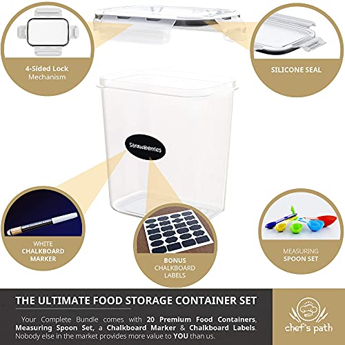 Airtight Plastic Food Containers with Lids - 20 Pack (1.6 Liter Each) - Durable Kitchen and Pantry Storage for Cereal, Rice, Pasta, Sugar - Airtight Food Storage Containers - view 3