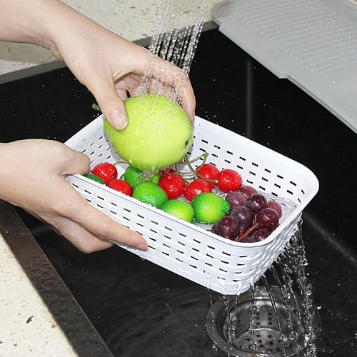 Plastic Storage Baskets for Cabinets, Household Pantry Organization with Handle,Organizer Bins for Room,Bathrooms,Under-Sink,Kitchen (White, XS-3PACK) - view 5