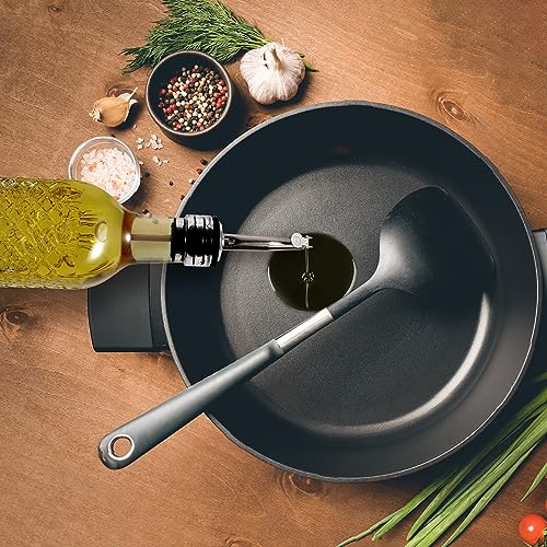 Oil and Vinegar Dispenser Set, 17oz Clear Glass Olive Oil Bottles, Kitchen Vinegar Decanters with 3 Spouts, 3 Plugs, 1 Funnel, Pack of 3 (Square) - view 6