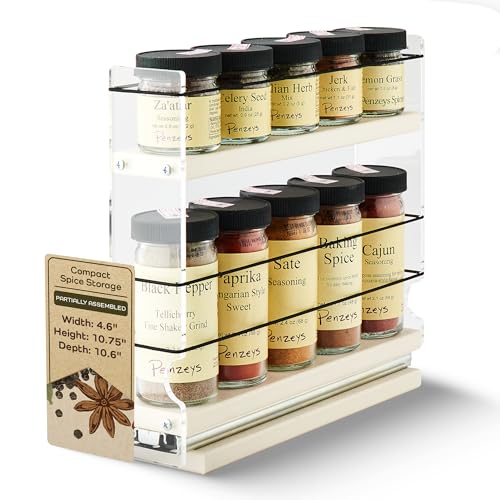 Narrow Spice Rack -Sliding Spice Jars Organizer - Pantry Organizers & Storage - Slide Out Drawers for Kitchen Cabinets -Seasoning Caddy (2.3" W x .9.25" H x 10.6"D, Partially Assembled)