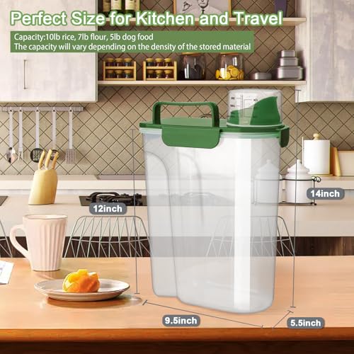 Rice Container, Airtight Rice Storage Container 10lb, Cereal Containers Storage, BPA Free Food Dispenser with Pouring Spout Handle for Flour Pasta Grain, Pet Dog Cat Bird Food Storage Container - view 3