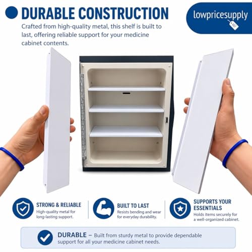 12 Pack Medicine Cabinet Shelf, Replacement Cabinet Shelf, Bathroom Shelf Insert, Metal Cabinet Shelf, Medicine Cabinet Organizer, Vanity Shelf Replacement, Bathroom Storage Shelf - view 6
