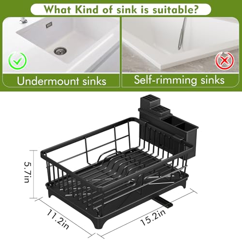 Dish Drying Rack for Small Kitchen Counter with Utensil Holder - view 2