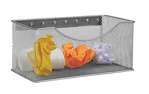 Wire Mesh Magnetic Storage Basket, Trash Caddy, Container, Desk Tray, Office Supply Organizer Silver for Refrigerator/Microwave Oven or Magnetic Surface in Kitchen or Office (1, Large) - view 5