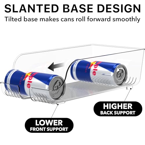 Tall Skinny Can Organizer and Dispenser for Refrigerator or Pantry, Clear, Set of 2 - view 6