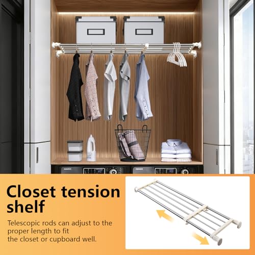 Adjustable Closet Rod 33-46" Tension Shelf Wardrobe Organizer - view 5