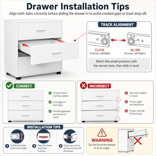 Closet Drawers Set of 2, Wood Closet Organizers and Storage, White - view 6