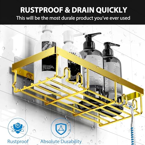 Adhesive Shower Caddy Organizer Shelves Rack - 5 Pack Corner Bathroom Storage Organization, Home & Kitchen Decor Inside RV Accessories, Hanging First Apartment Household Camper Essentials - view 3