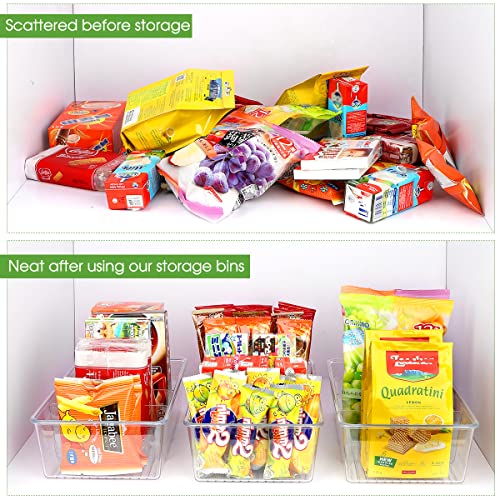Snack Organizer for Pantry Shelf, 6 Pack Clear Plastic Pantry Storage Bins with 3 Dividers for Snacks, Spices, Chips Food Organizer, Stackable Pantry Organizers for Kitchen, Fridge, Cabinet - view 5