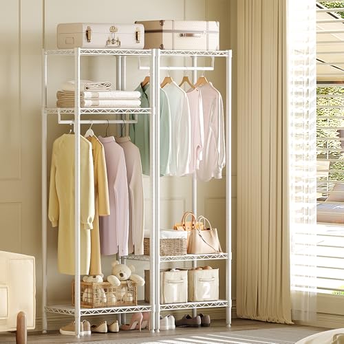 Heavy Duty Freestanding Clothes Rack, White, Mini 3 Layers - view 7