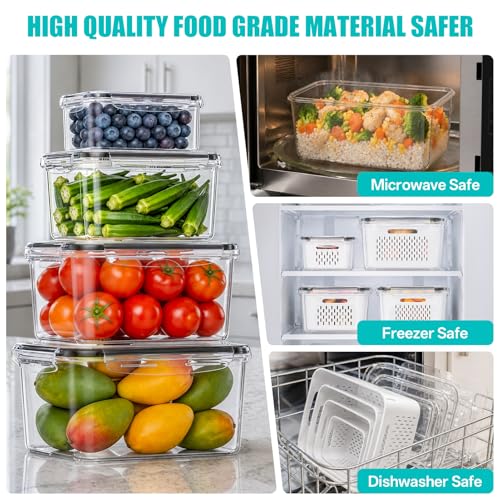 4 Pack Fruit Storage Containers for Fridge Set, BPA Free Produce Containers - view 6
