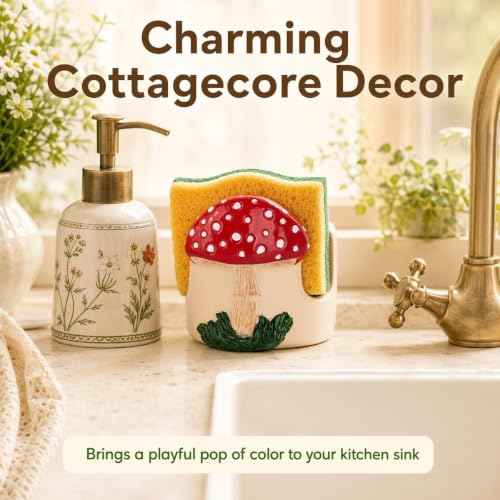 Mushroom Kitchen Sponge Holder Cute Resin Sink Caddy Organizer Decor - view 3