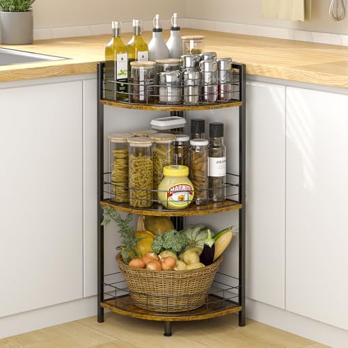 Bathroom Standing Shelf, 3 Tier Corner Stand, Free-Standing Shelf Units, Triangular Curved Corner Shelf Stand for Small Space, Ideal for Bathroom,Kitchen,Vanity Storage and Organizer - view 5