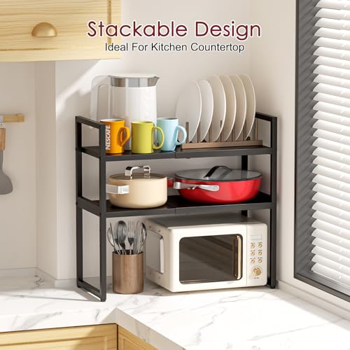 Expandable Kitchen Storage Shelves,110LBS Heavy Duty Metal Garage Shelving Units For Pot Pans Appliance,Adjustable Small Storage Shelf Rack Organizer For Kitchen Countertop Under Cabinet Garage Pantry - view 6