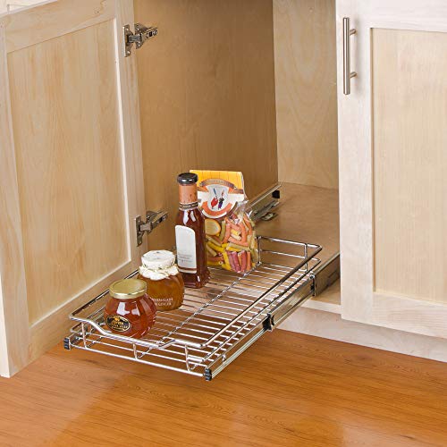 Pull-Out Cabinet Organizer – Single Level Chrome, Small – Steel Sliding Cabinet Organizer Holds Up To 100 lbs. for Optimal Home Organization and Storage - view 4