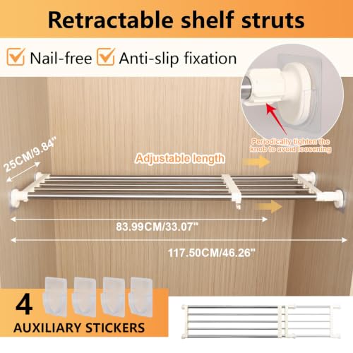 Adjustable Closet Rod 33-46" Tension Shelf Wardrobe Organizer - view 3
