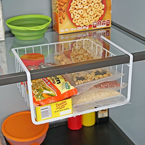15-Inch Easy Install White Wire Under-Cabinet Hanging Basket Shelf Organizer – Storage Rack for Kitchen, Pantry, and Bathroom - view 5