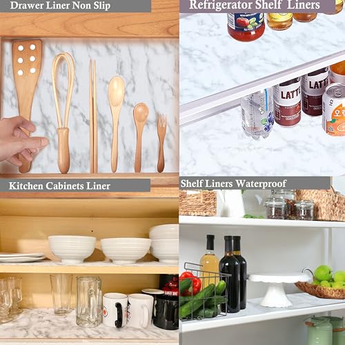 Shelf Liners Non-Adhesive 18 Inch Wide X 20 Ft Drawer Liner Non Slip Waterproof Cabinet Liners Washable Marble Pattern Printed Drawer Mats for Kitchen Cupboard Bathroom Shelves Closet Refrigerator - view 2